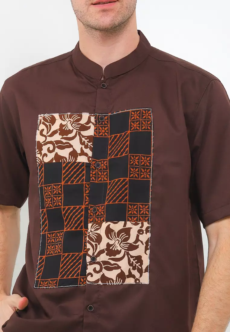 Kemeja Koko Al- Mukminu Stand Collar Shirt Lengan Pendek