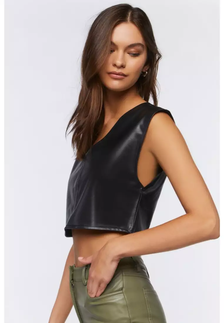 Faux leather shop top forever 21