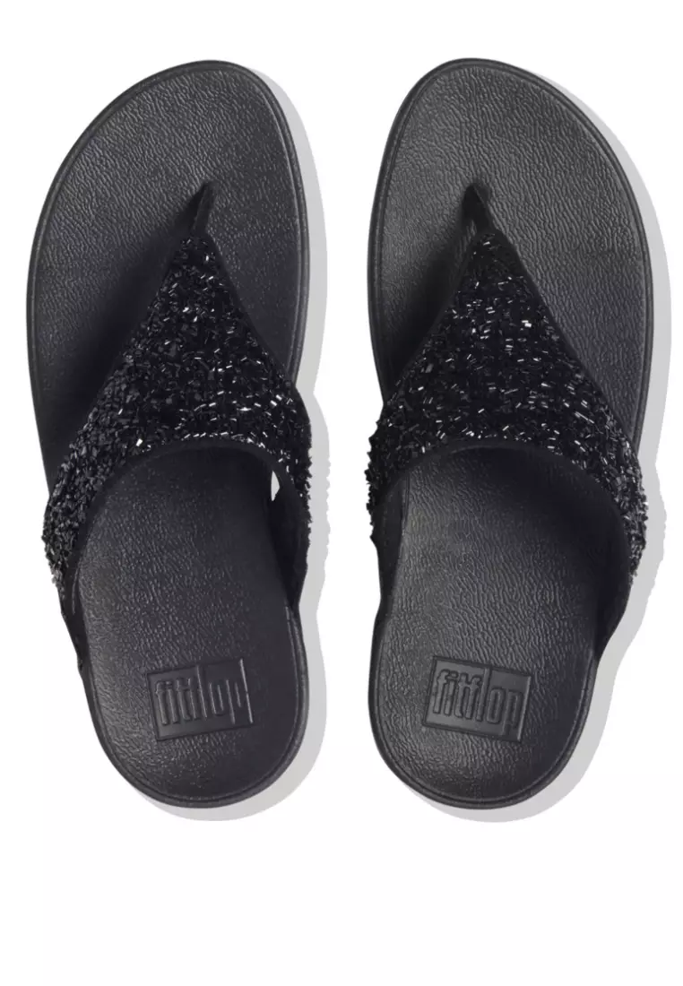 Buy FitFlop LULU Women's Shimmerfoil Toe-Post Sandals - Black (CJ2
