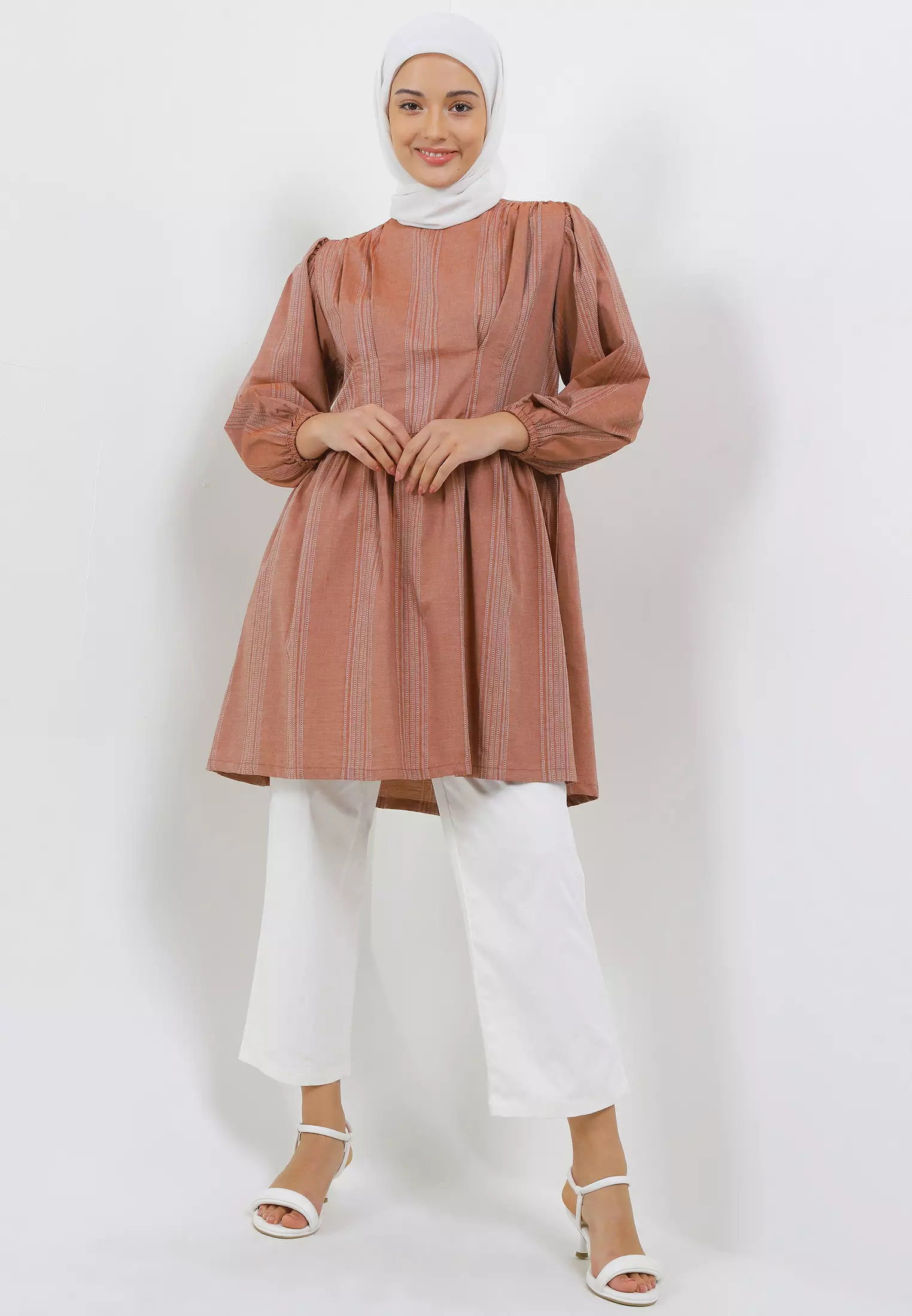 MFMW Berdine Tunik Brown Motif Salur