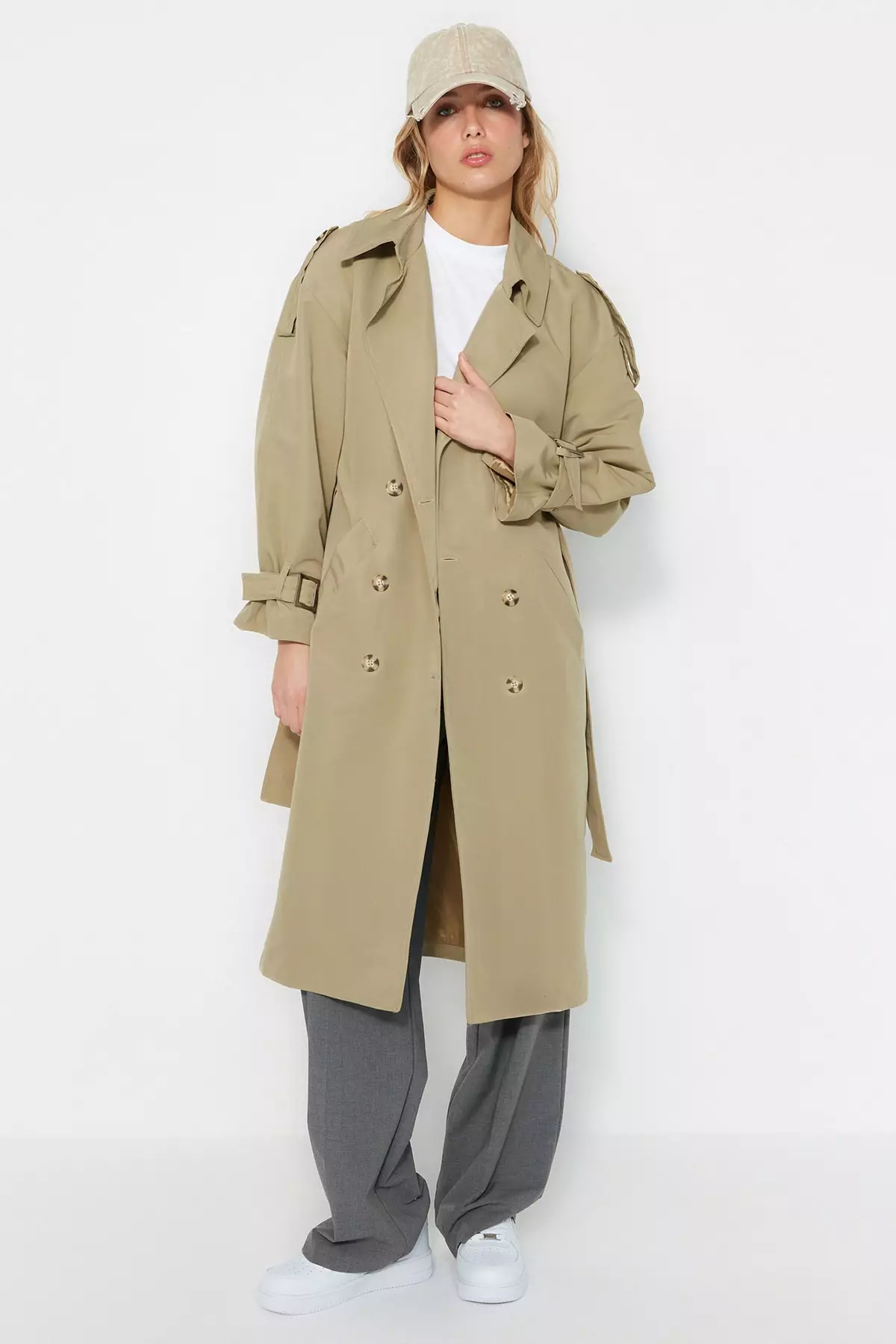 Oversized Collar Trench Coat