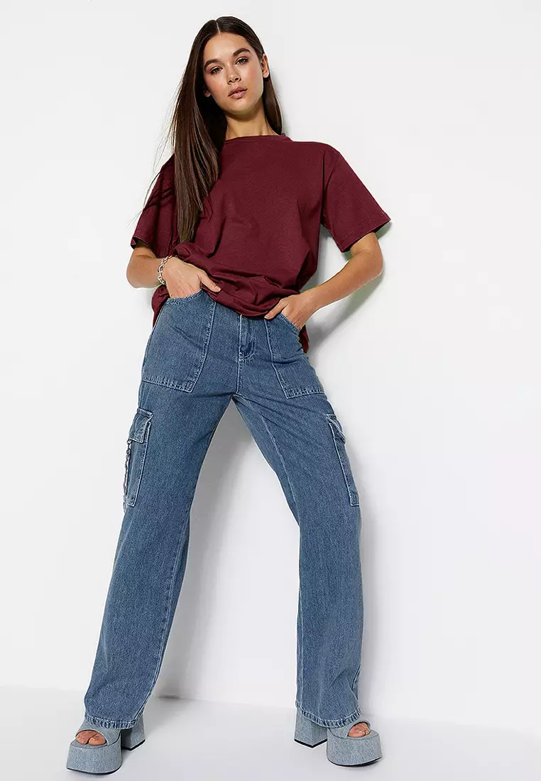 Cherry Rot Crew Neck Oversize/Wide Pattern Knitted T-Shirt