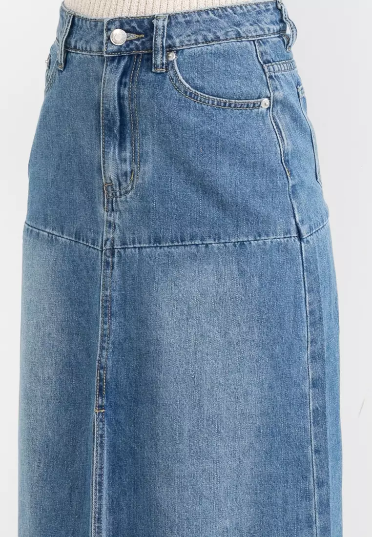 Long denim skirt malaysia clearance