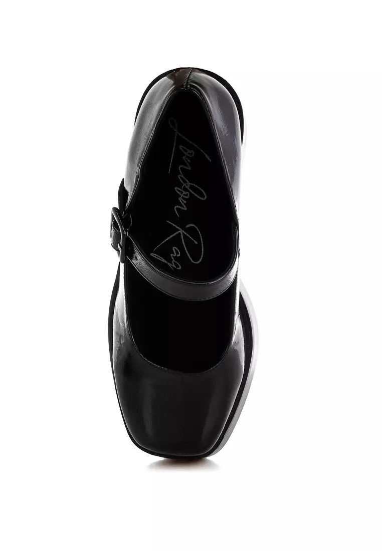 High Heel Mary Jane Sandals in Black