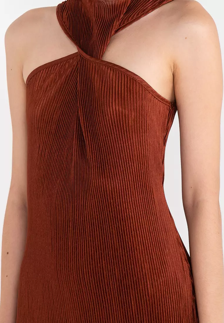 Buy KNUE Backless Wrap Hem Halter Dress 2024 Online