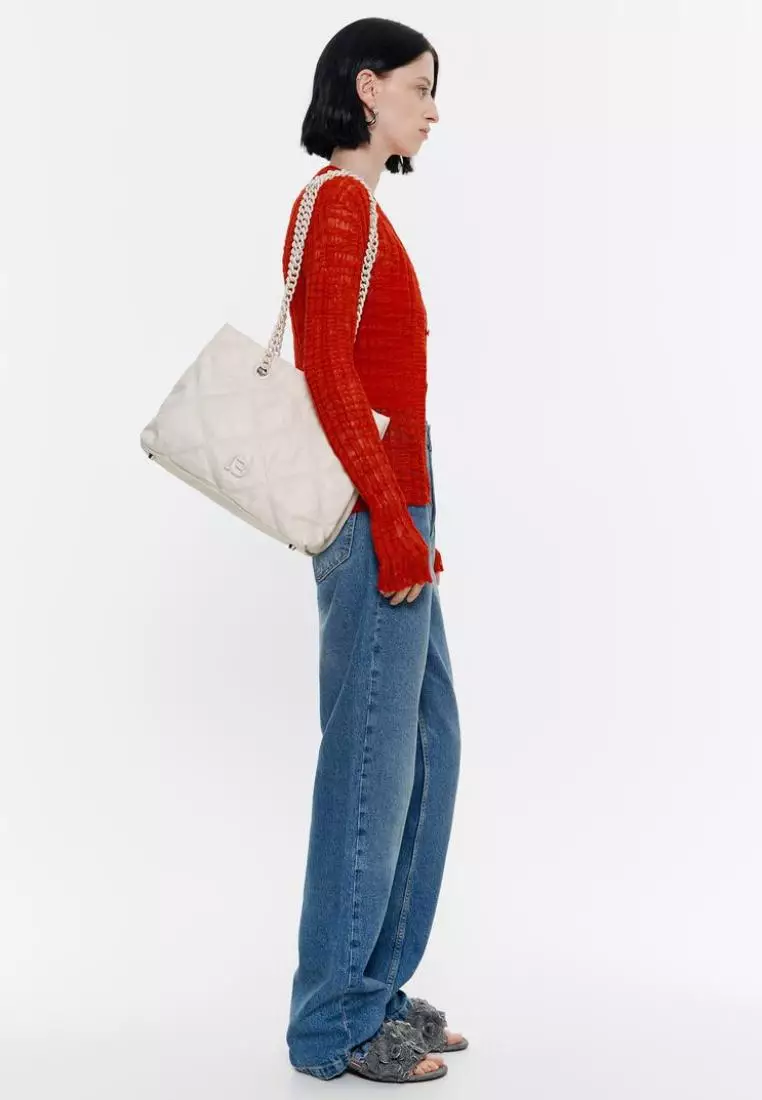 Bimba Y Lola M Stone Padded Nylon Shopper Bag