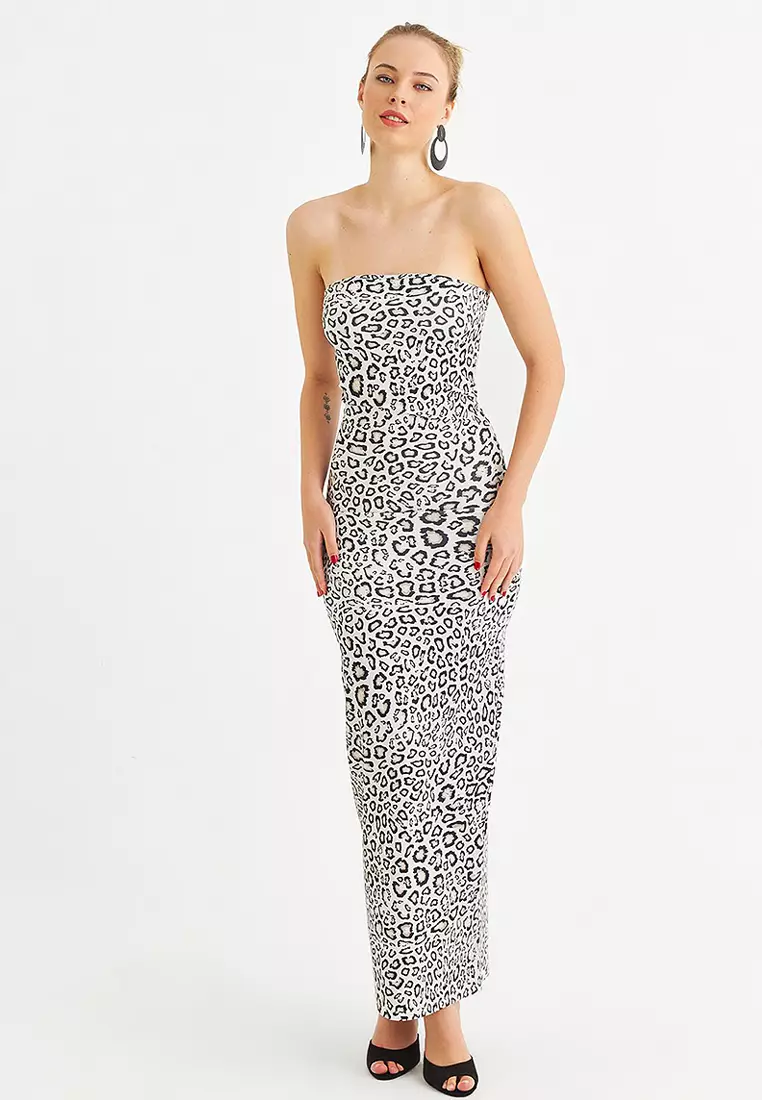 Strapless Slit Maxi Dress