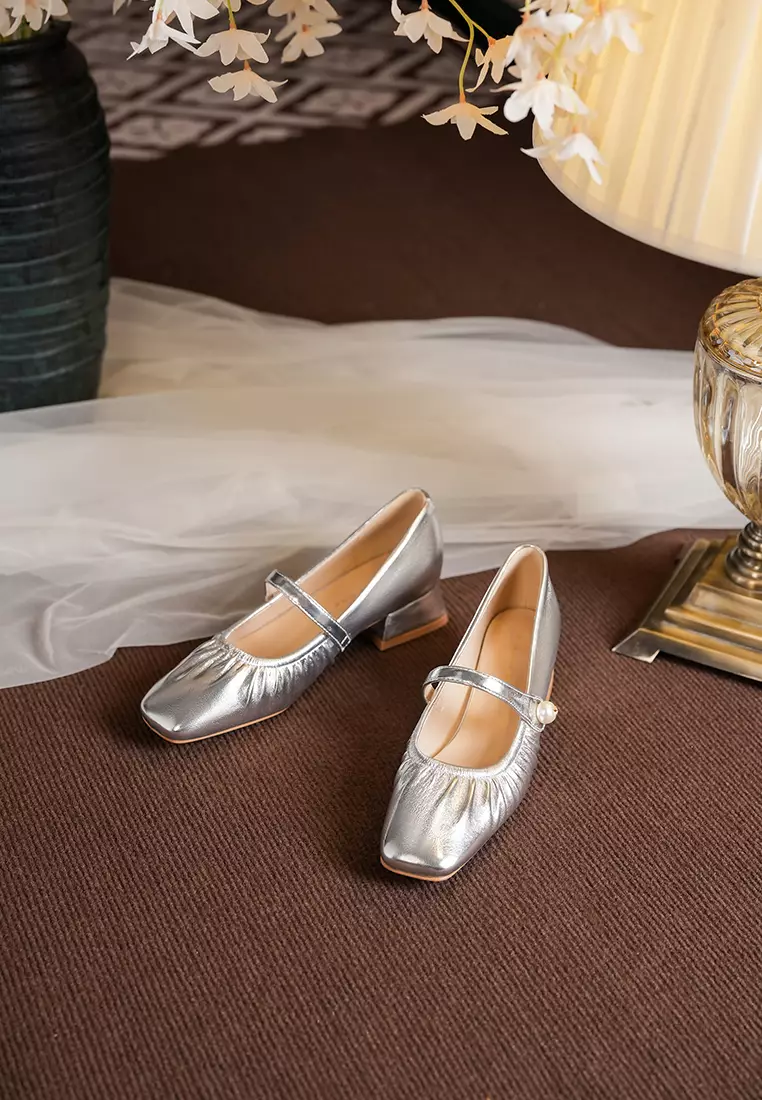 3CM Pearl Strap Microfiber Leather Mary Jane Shoes BY3102-19