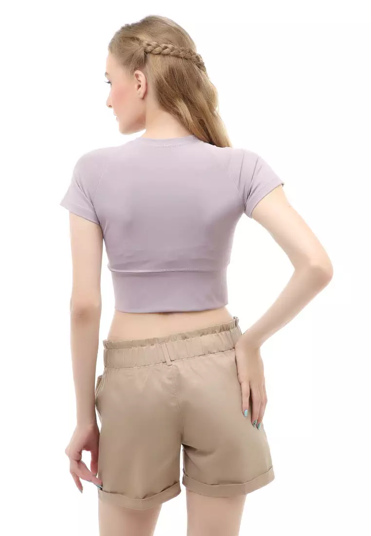 Wish Kaos Sport Wanita Crop Top Comportable Material Polyester ORIGINAL - Soft Purple
