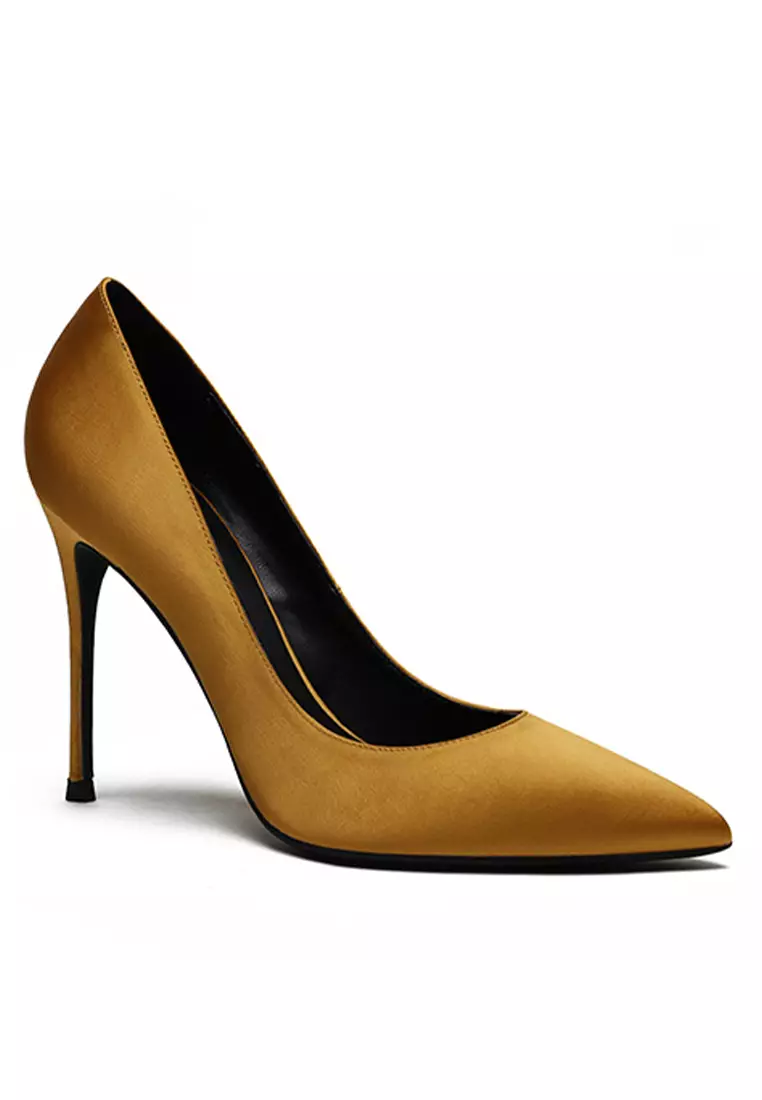 10CM Silk Fabrics Pointed High Heel Shoes HZL213