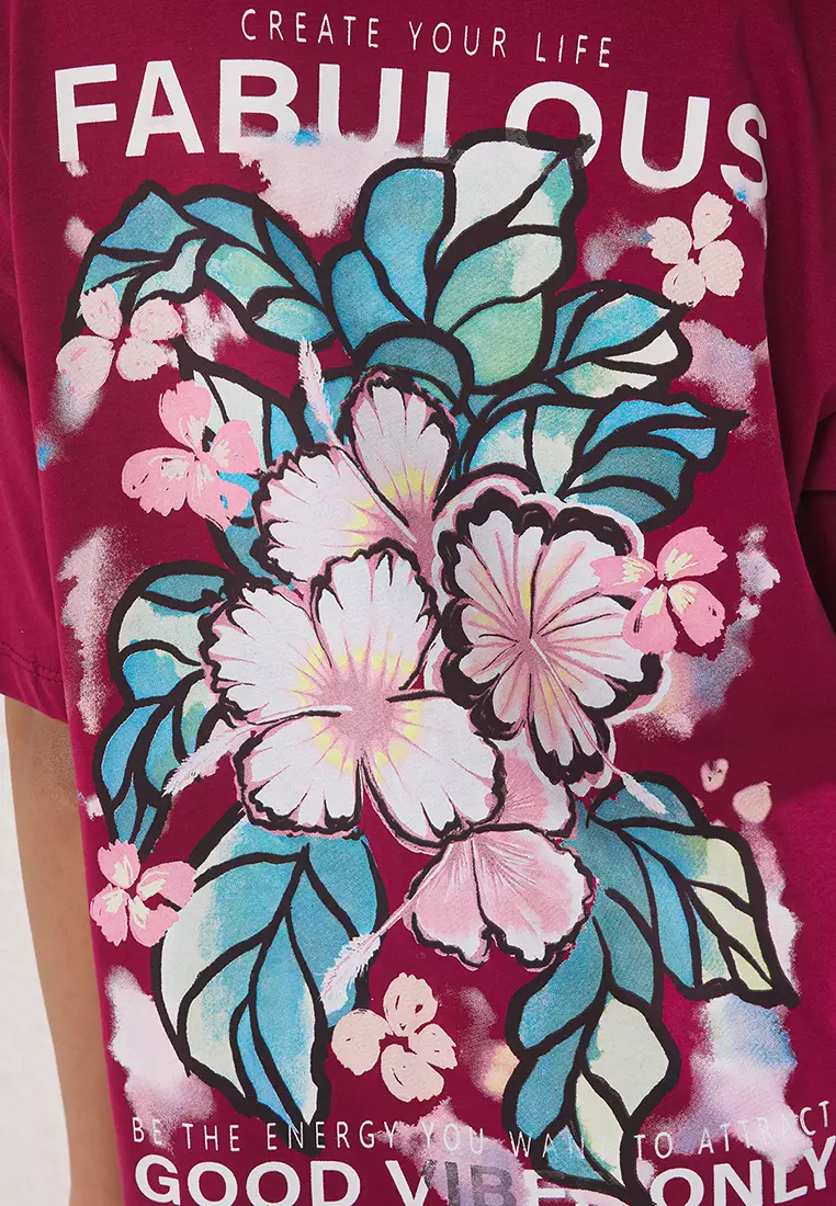 Dark Cherry Knitted T-Shirt Twoss24Ts00183