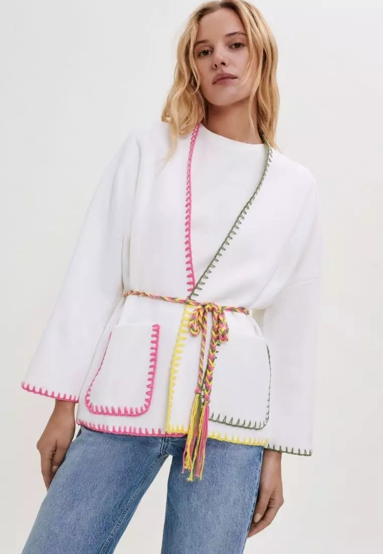 Buy Maje Belted Cardigan With Crochet Detailing 2024 Online