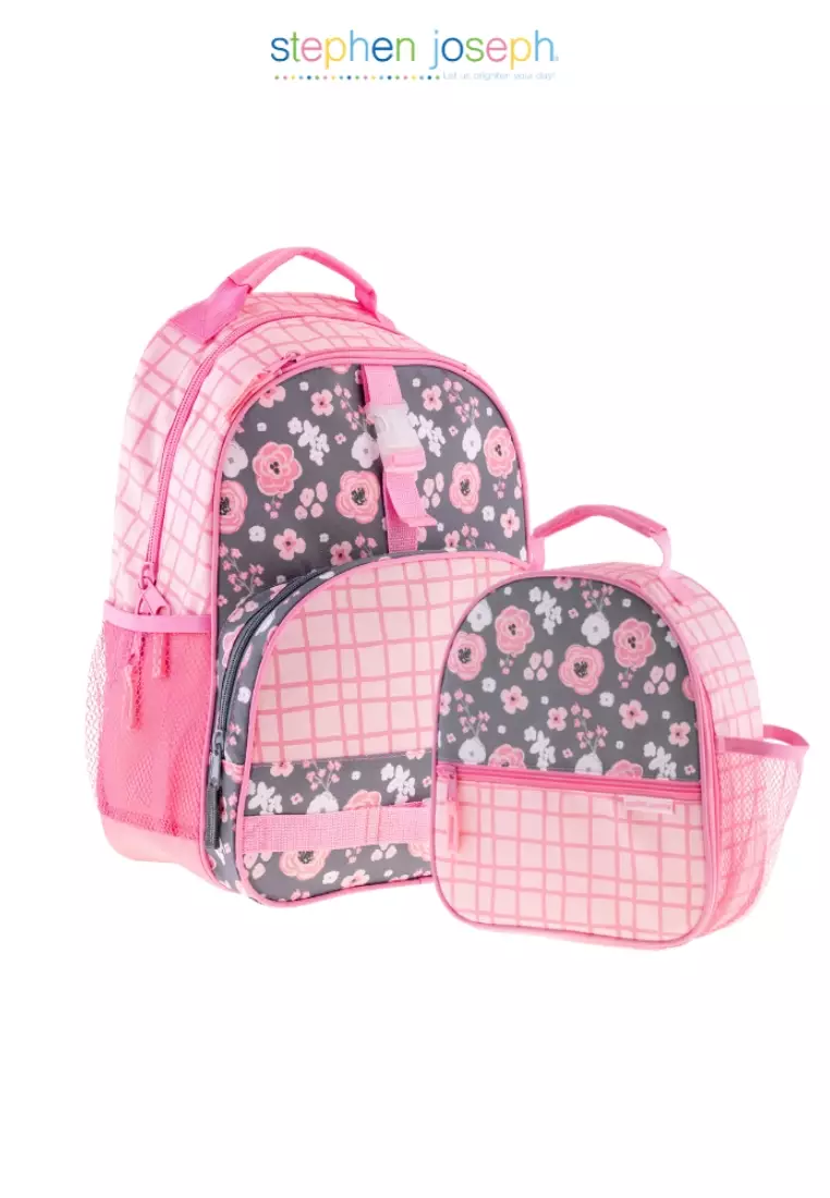 All Over Print Backpack with Lunch Bag for Kids AOP Charcoal Flower