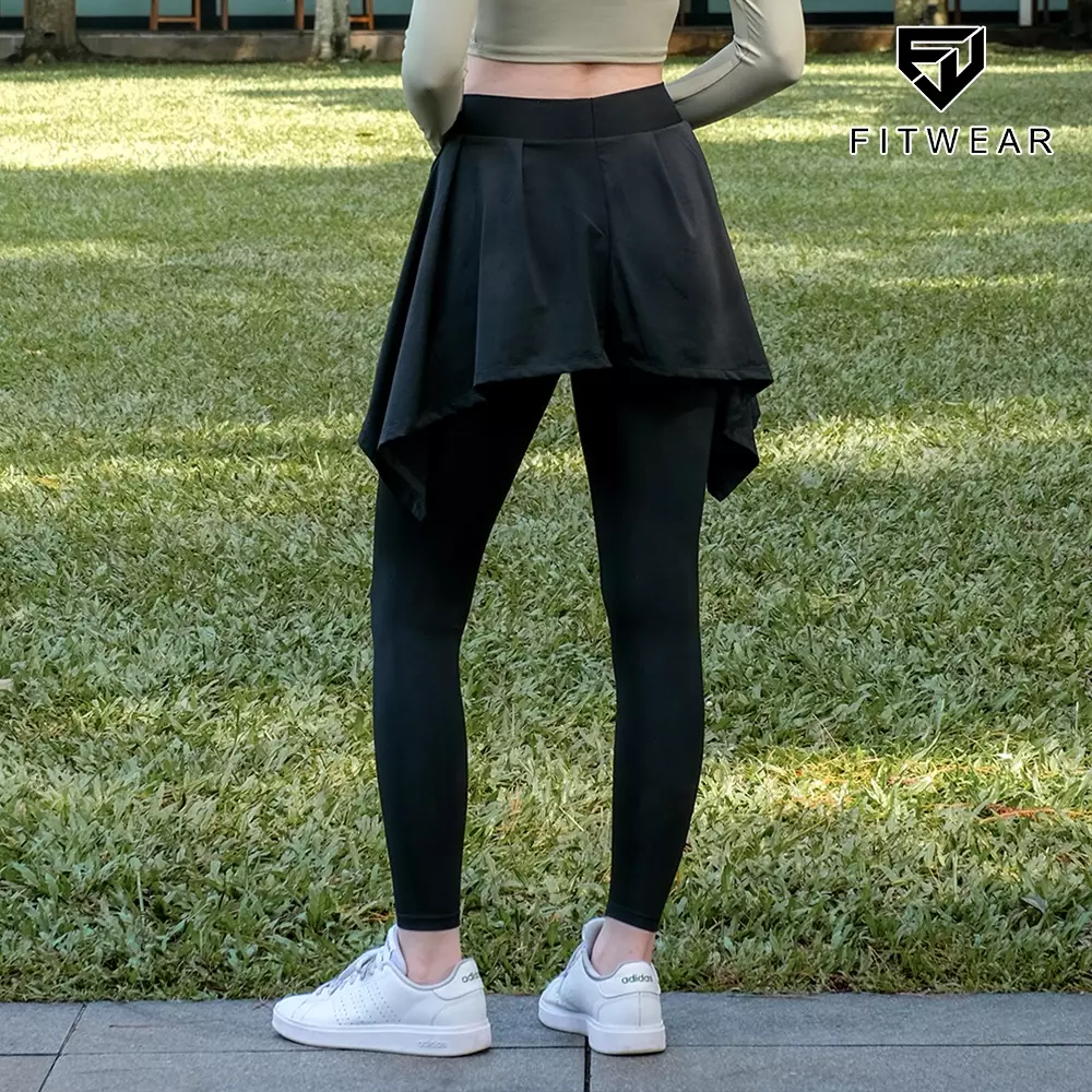 Fitwear - Rok + Legging Olahraga Dryfit Wanita NAYLA TIE - BLACK
