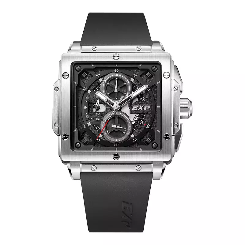 Jam Tangan Pria Expedition Chronograph E 6844 MC RSSBA Men Black Dial Black Rubber Strap