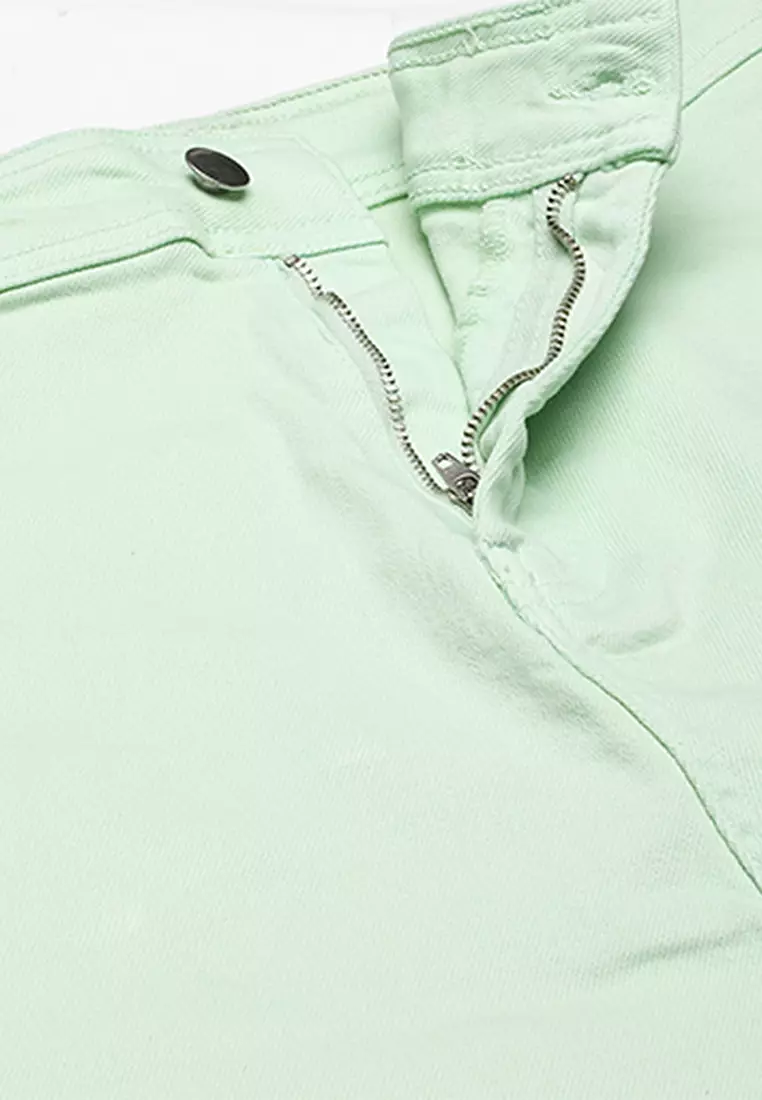 Light Green Denim Mini Skirt
