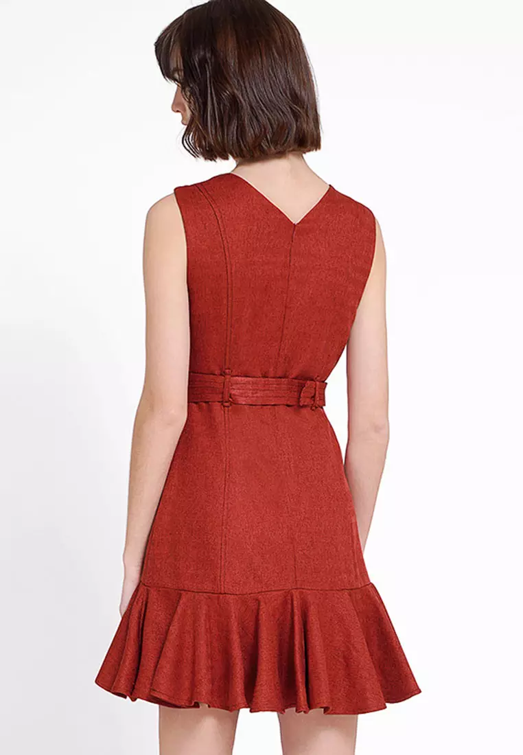 A-Line Tweed Dress With Belt