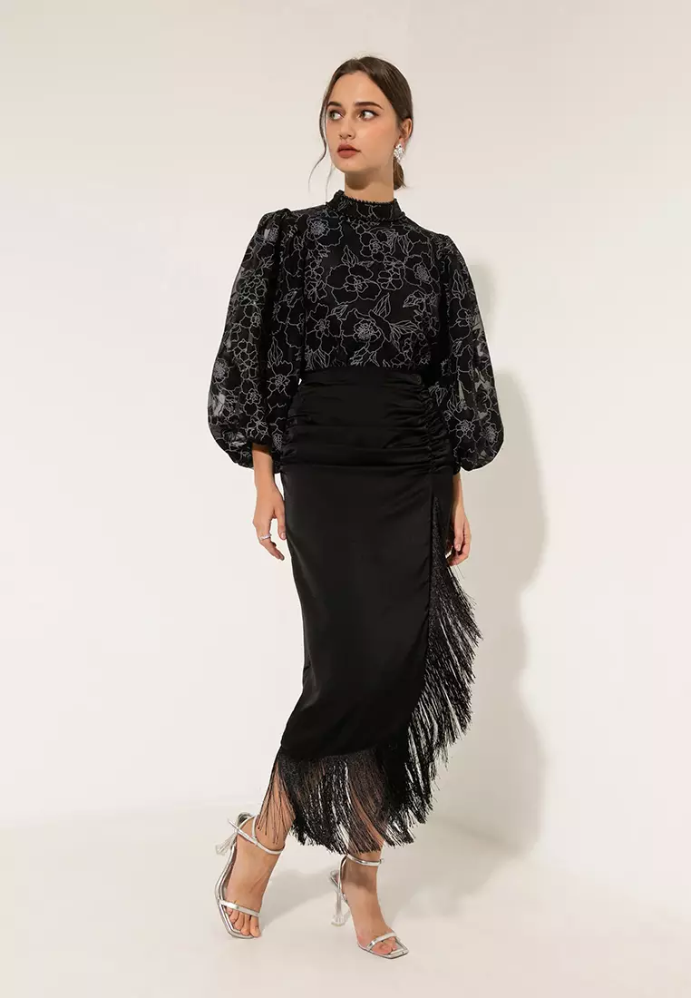 Buy Zalia Tassel Fringe Side Drape Skirt 2024 Online ZALORA