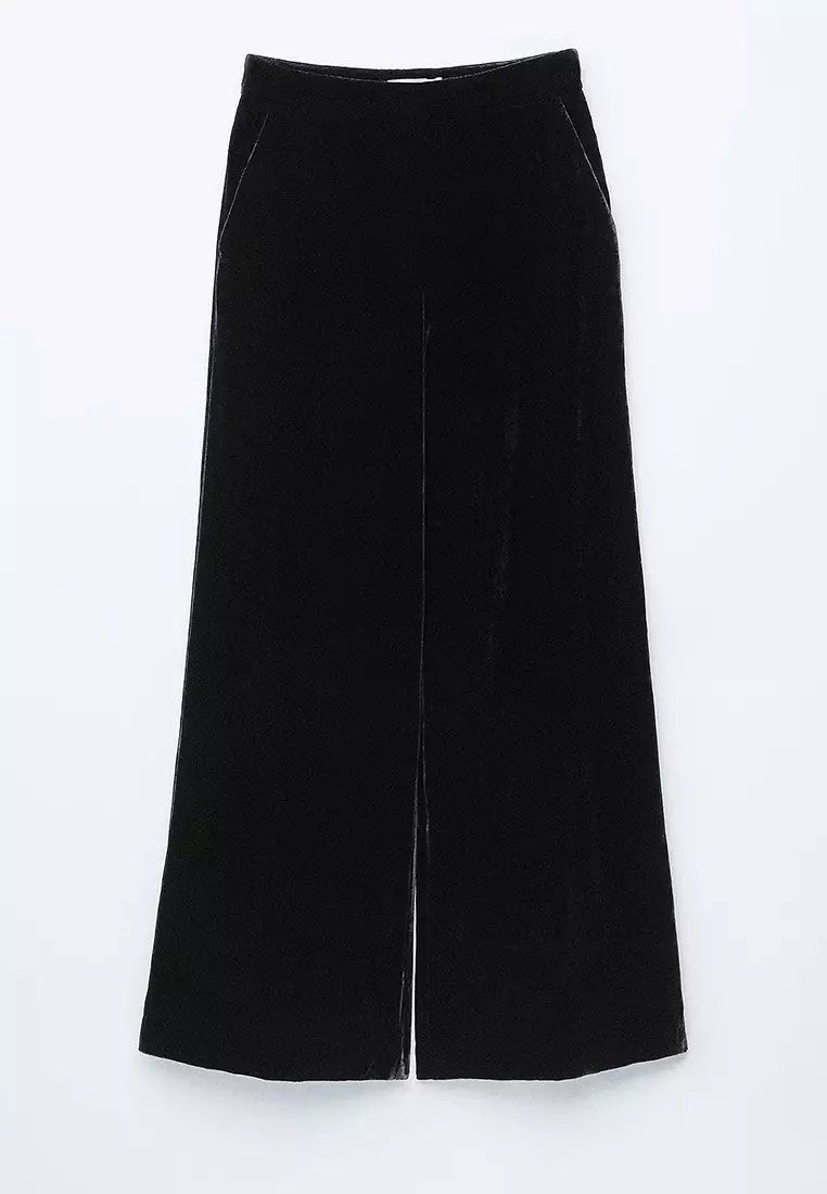 Wide-Leg Velvet Trousers