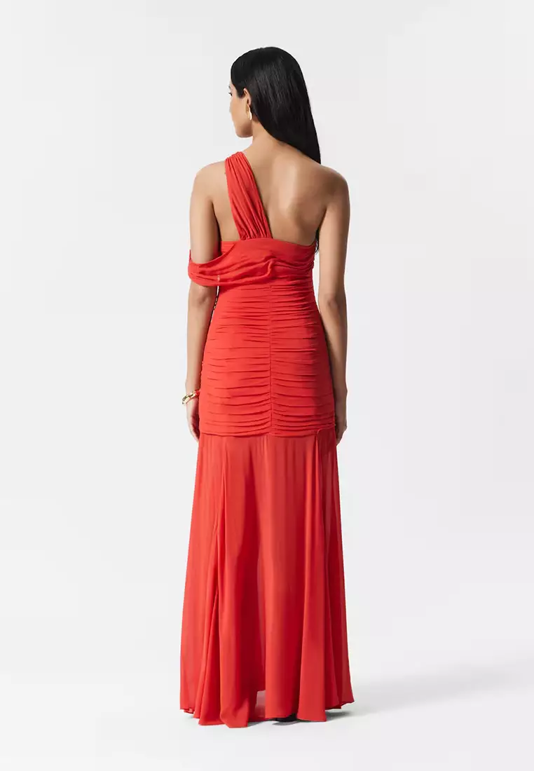 One-Shoulder Chiffon Maxi Dress