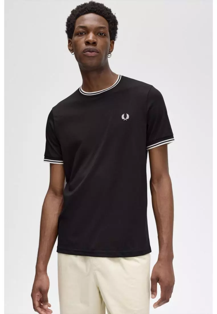 Fred Perry M1588 Twin Tipped T-Shirt (Black / Shaded Stone)