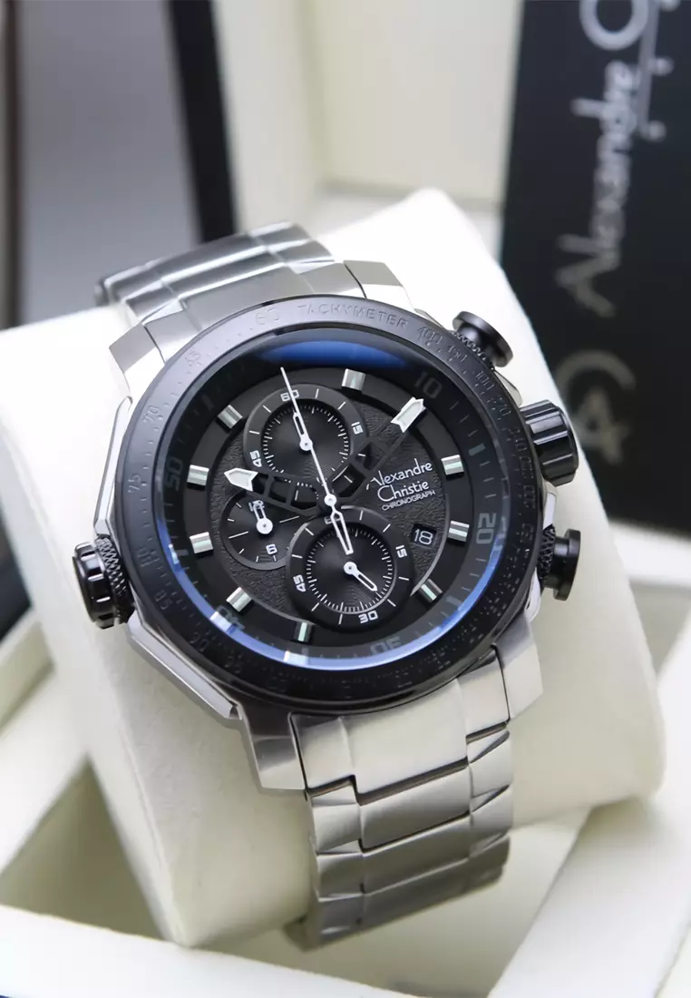 Alexandre Christie - Jam Tangan Chronograph Pria - Silver - Stainless Steel Bracelet - 6565 MCBTBBA