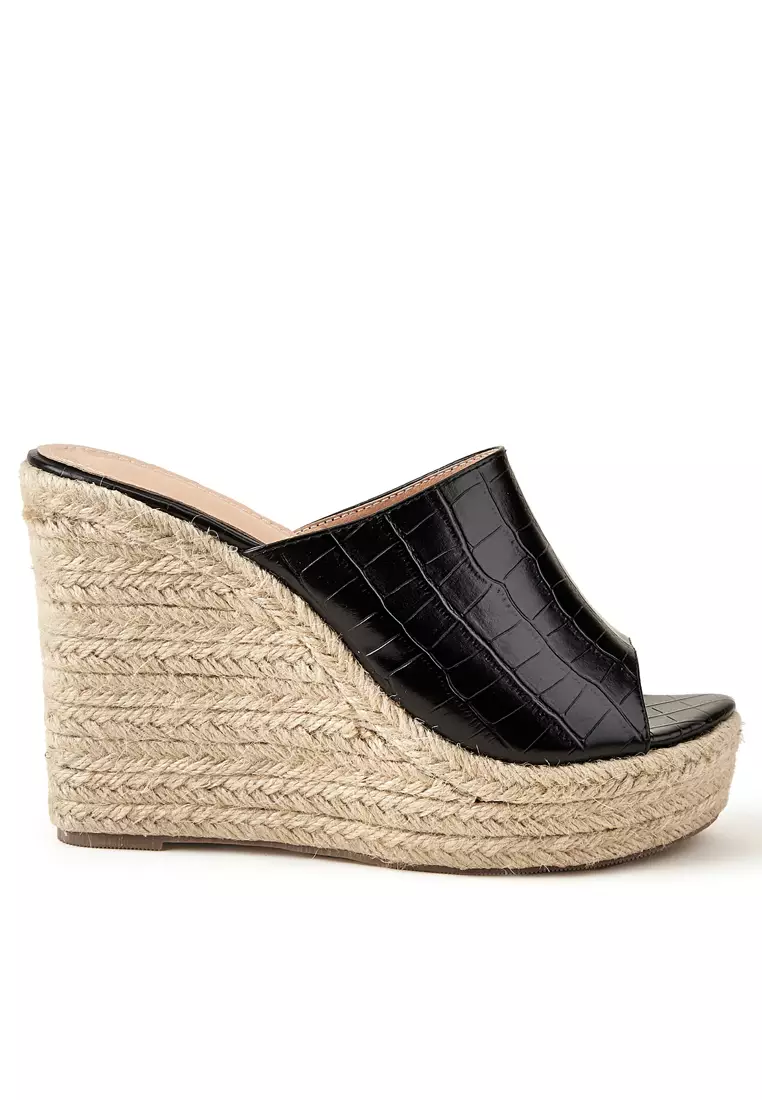 Discount on Twenty Eight Shoes  shoes - SKU: Crocodile Texture Cork Wedge Espadrilles WTY9123-19