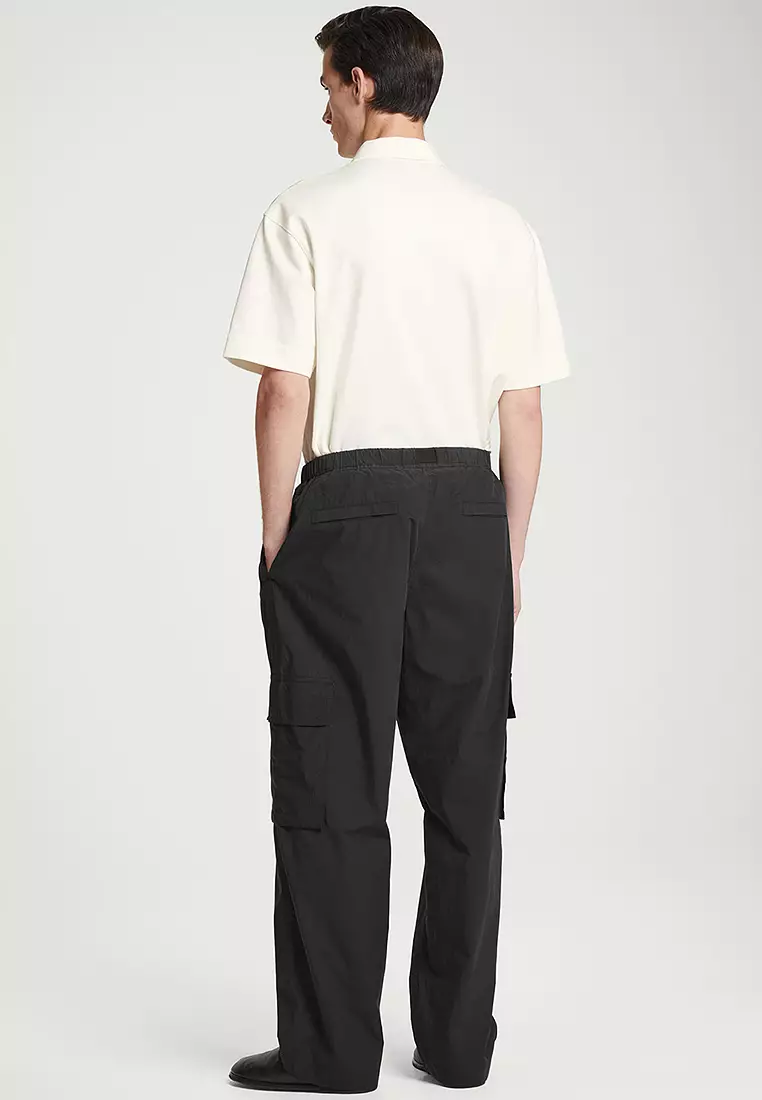 Belted Technical Cotton Cargo Trousers