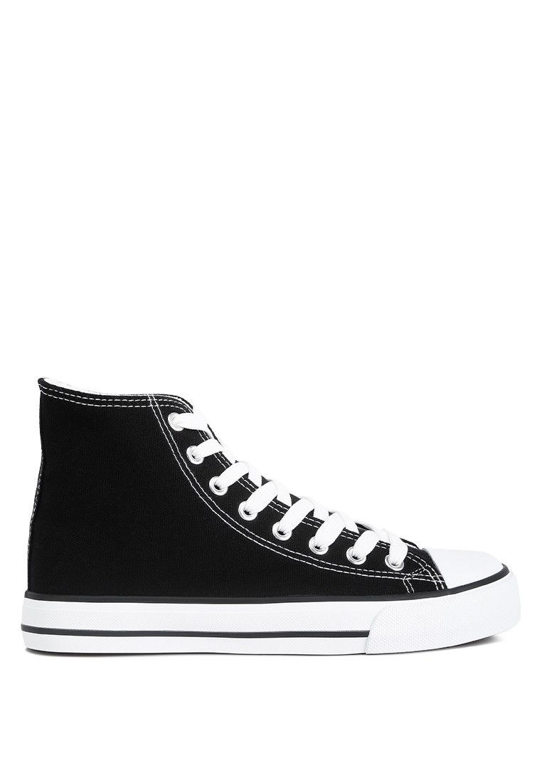 Black High Top Basketball Canvas Sneakers