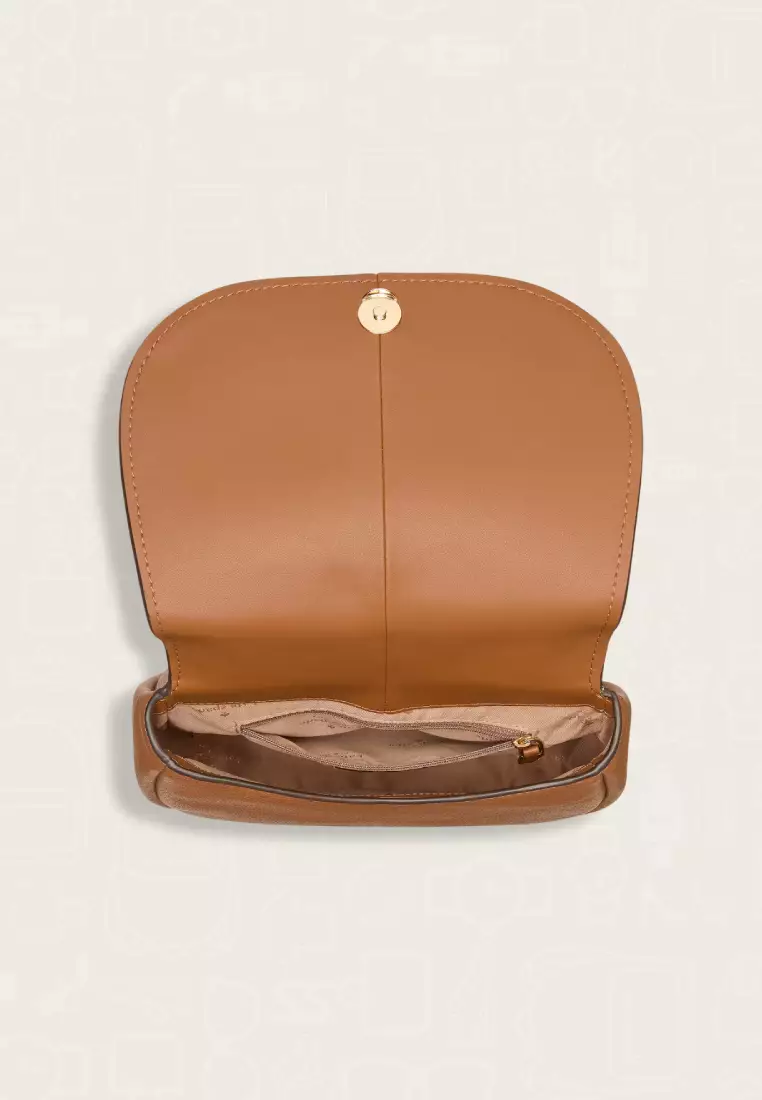 Kate Spade Kayla Pebbled Leather Saddle Bag Warm Gingerbread