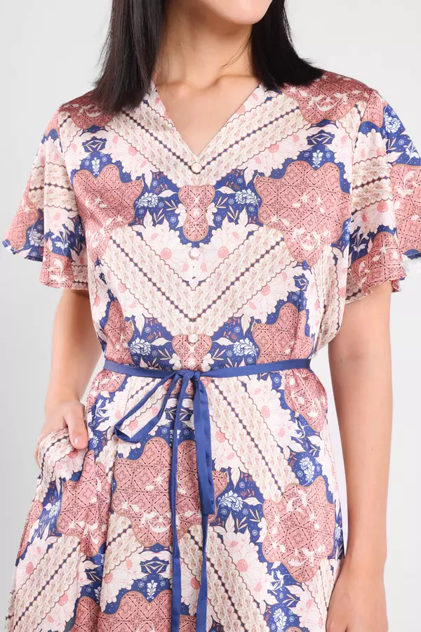 MINIMAL - Lova - Dress Batik Bunga - Beige Colour Beige