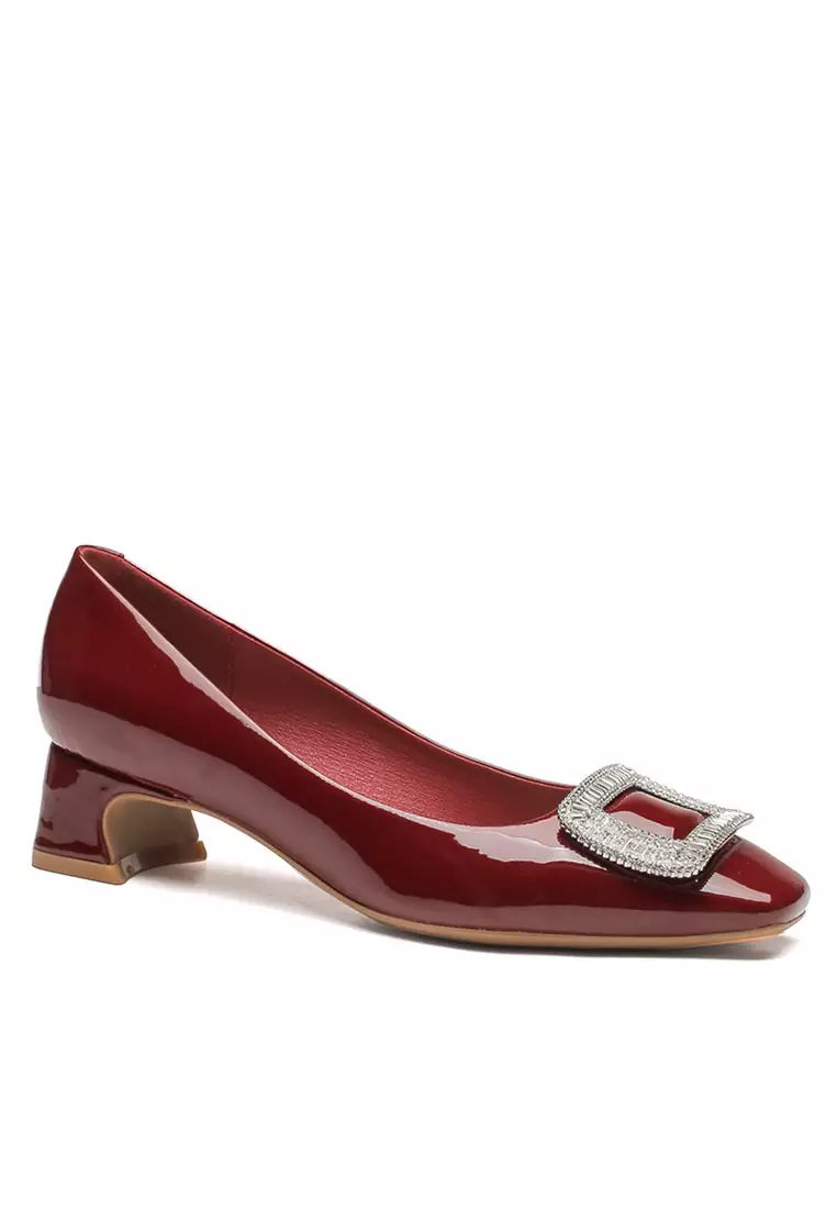 Discount on Twenty Eight Shoes  shoes - SKU: 4cm Square Buckle Patent Leather Chunky Heels If30221