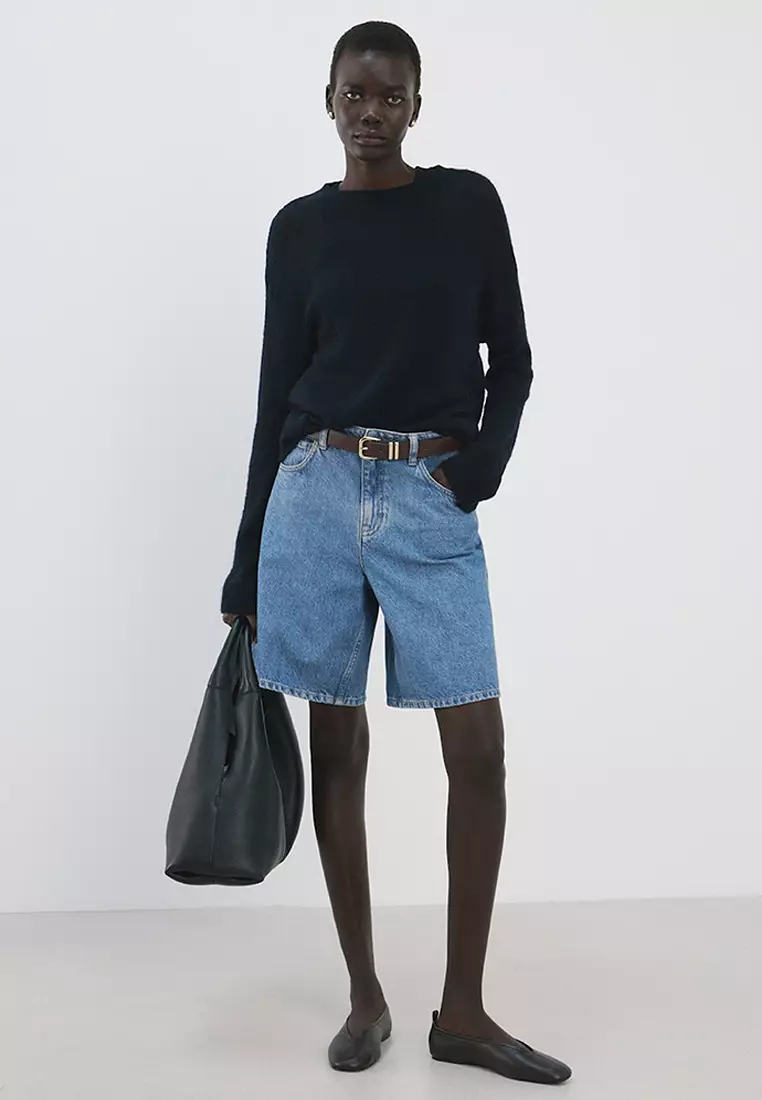High-Waist Straight-Fit Denim Shorts