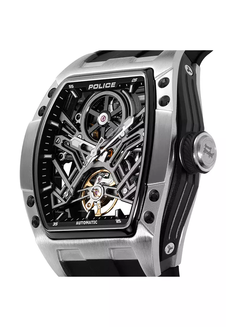 Police Tampa Black Rubber Analog Automatic Watch For Men PEWGR0082102