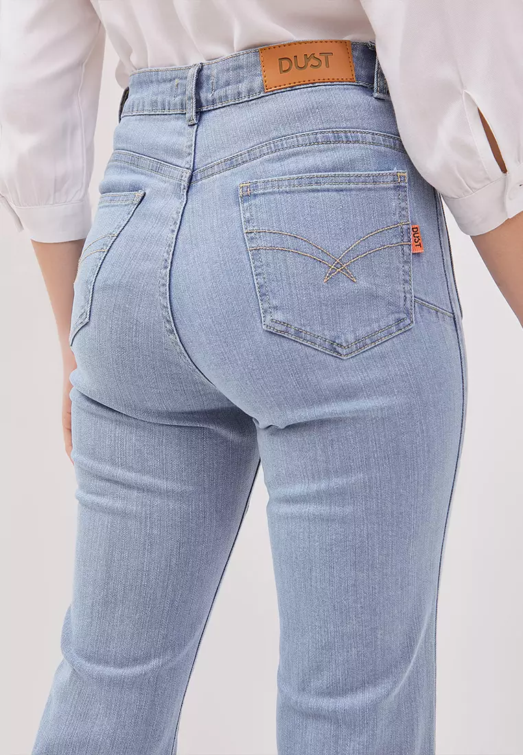 DUST Celana Bell Bottom Denim Laluna Medium Light Blue (D.3834)