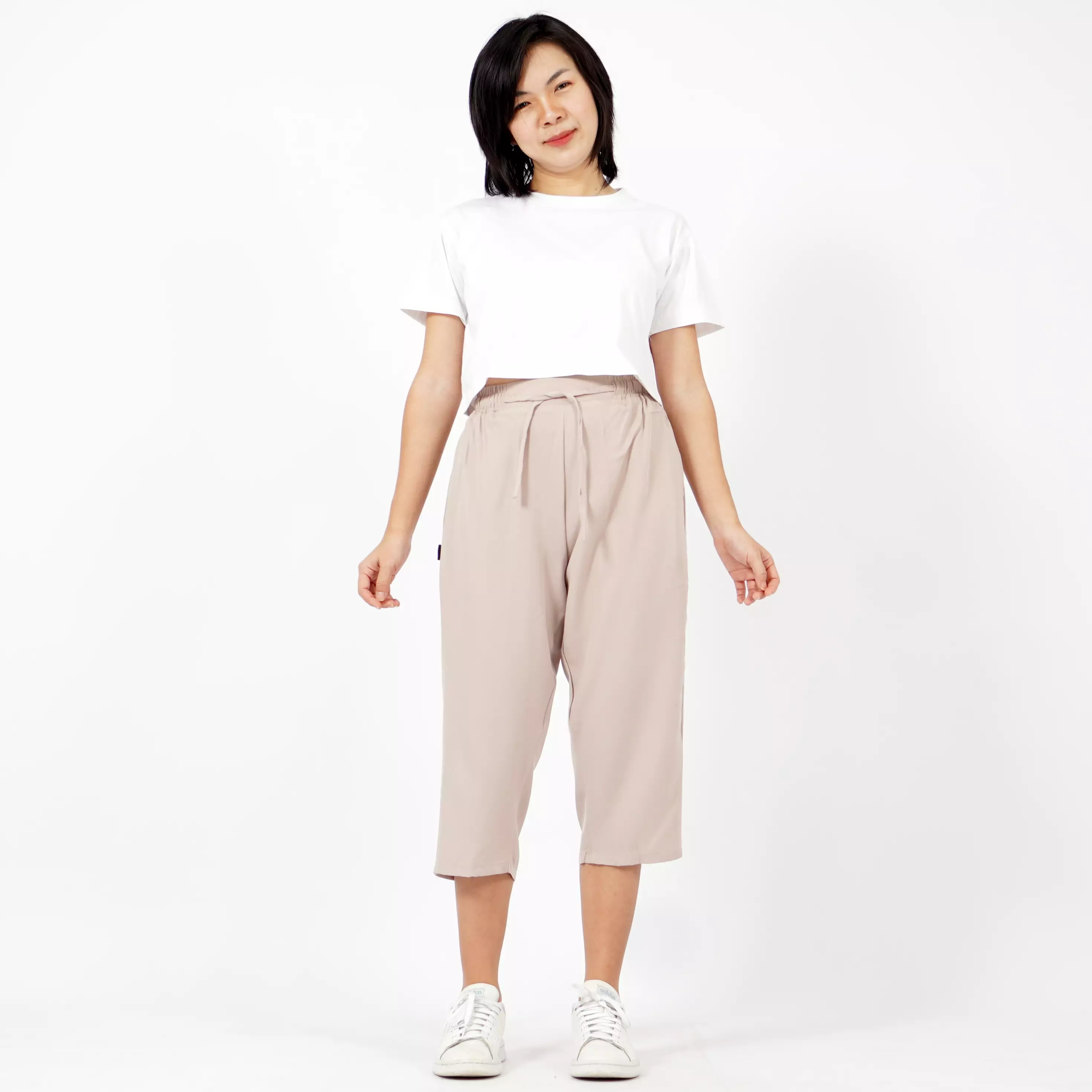  CELINE Celana Kulot 3/4 Highwaist Cullote Pants Celana Casual - Khaki