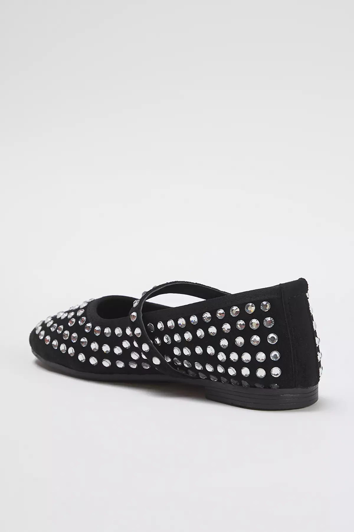 Black Stone Suede Almond Toe Mary Jane Women's Ballerina Flats Takss25Be00014