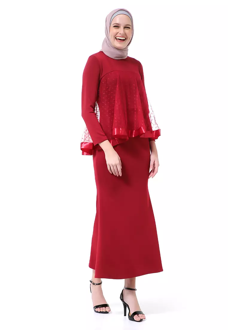 Gaun Model Duyung Fashion Muslimah Atasan Wanita Long Stlye Premium High Quality - Maroon