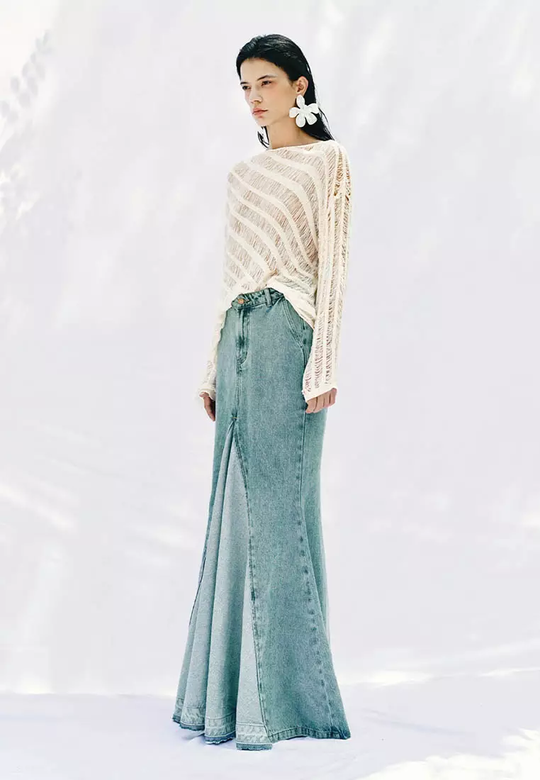 长鱼尾半裙牛仔半裙