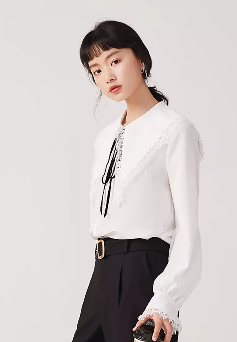 maison celon chiffon tie blouse white maison celon chiffon tie  