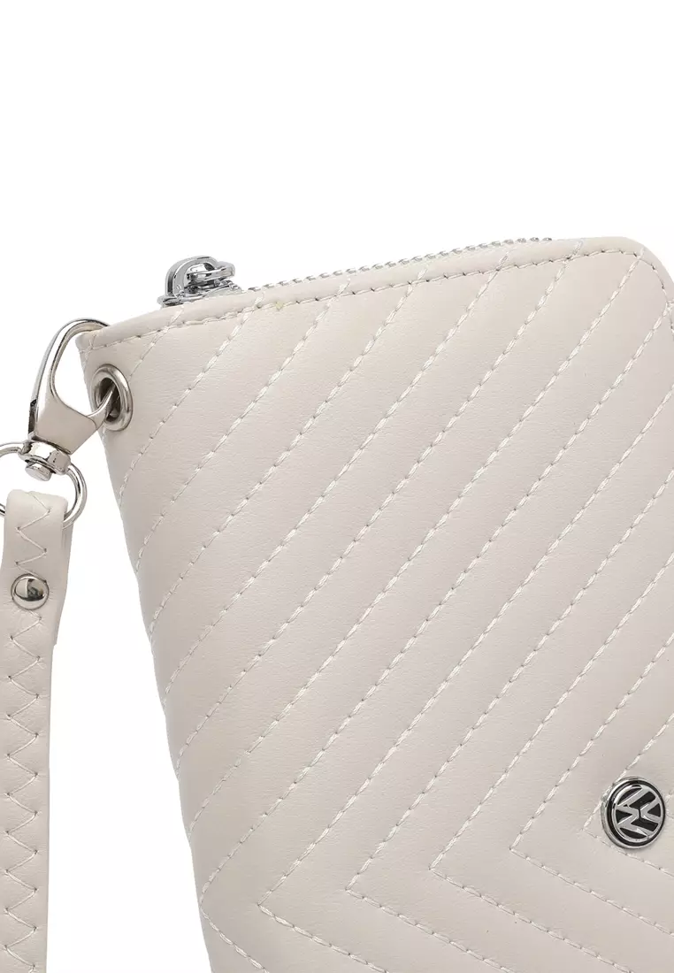 Women's RFID Zipper Leather Long Wallet / Purse With Detachable Wrist Strap And Coin Compartment