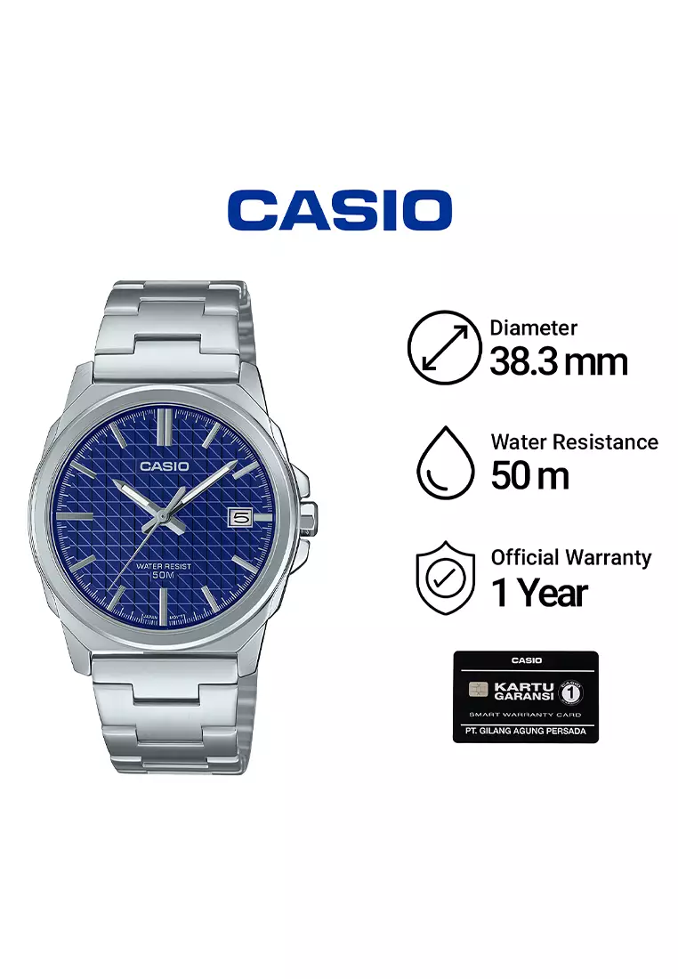 Casio - Jam Tangan Analog Pria - Silver Blue - Stainless Steel - MTP-E720D-2AV