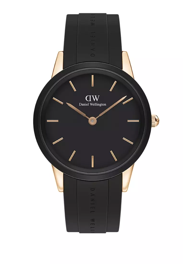 Iconic Motiob Black Dial 40mm Men s Stainless Steel Watch with Leather Strap Rose gold Male watch Watch for men DW OFFICIAL