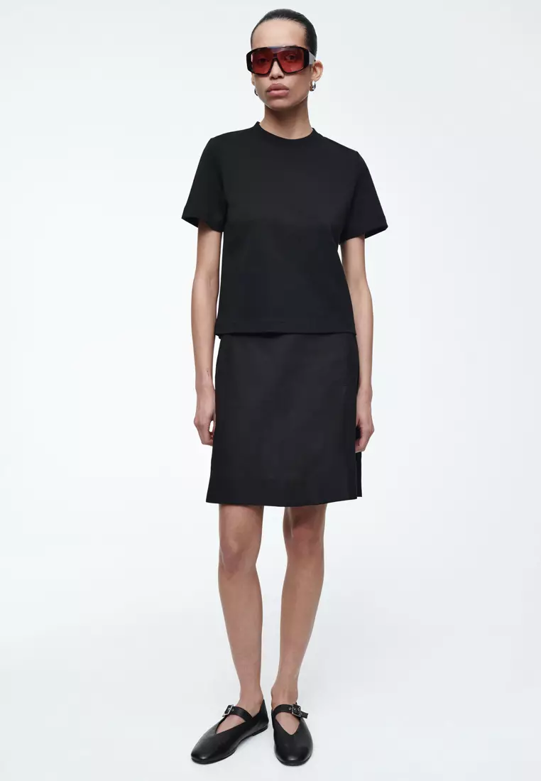 Front-Pleat Mini Skirt