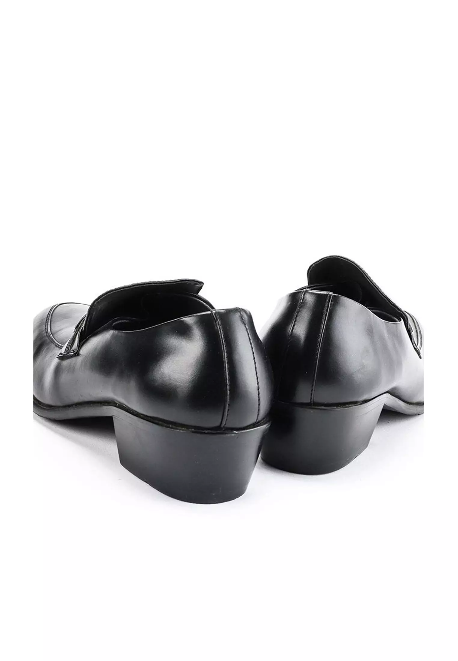 Calus Sepatu Pantofel Pria Formal Kantor Kulit Asli tinggi hak 5 cm - Black