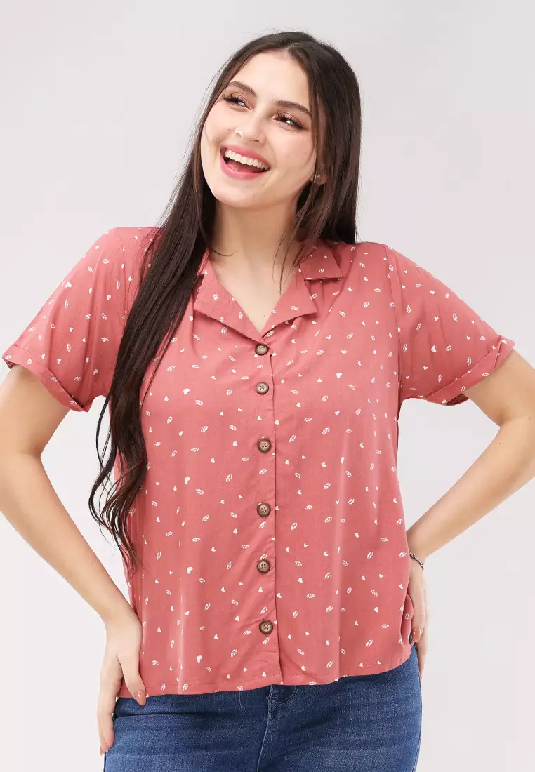 Woven Printed Rayon Short Sleeves Blouse