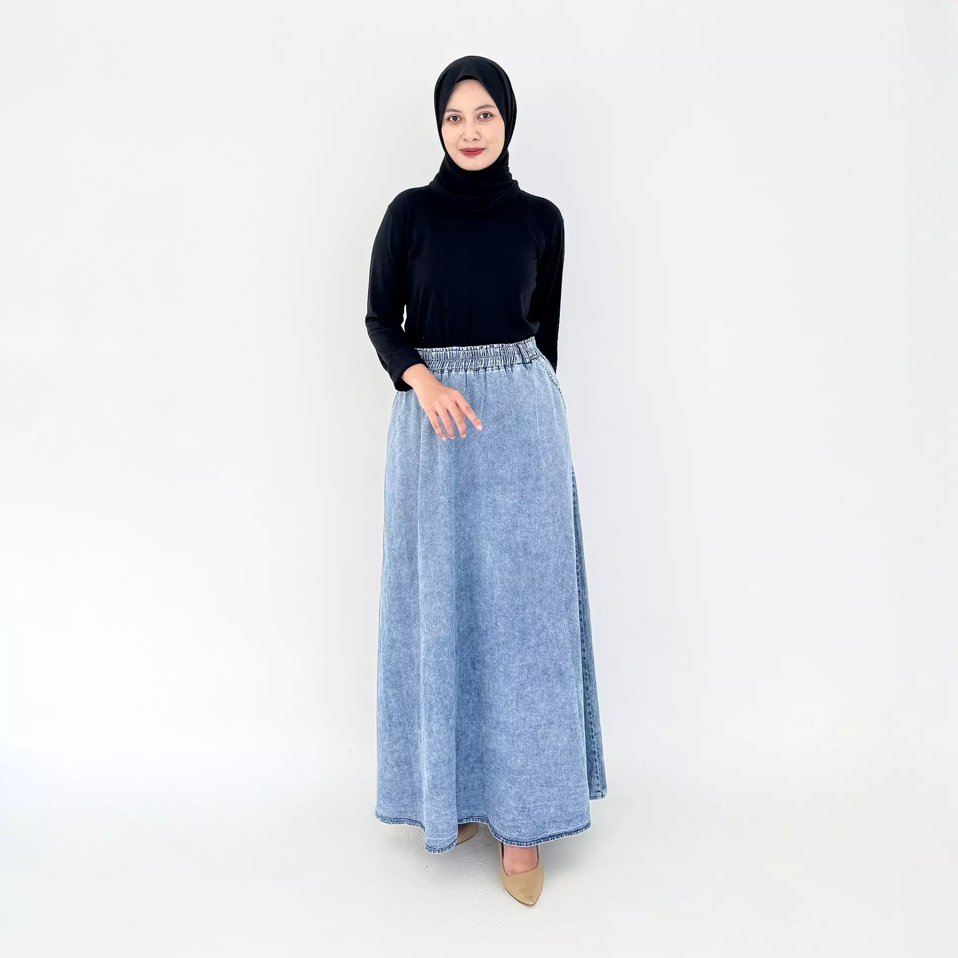Ima Denim Skirt (Rok Jeans A-Line) SNOW BLUE