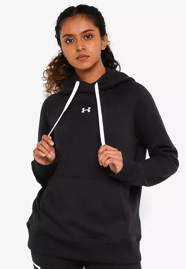 Under Armour womens Rival Fleece Graphic Hoodie, (001) Black