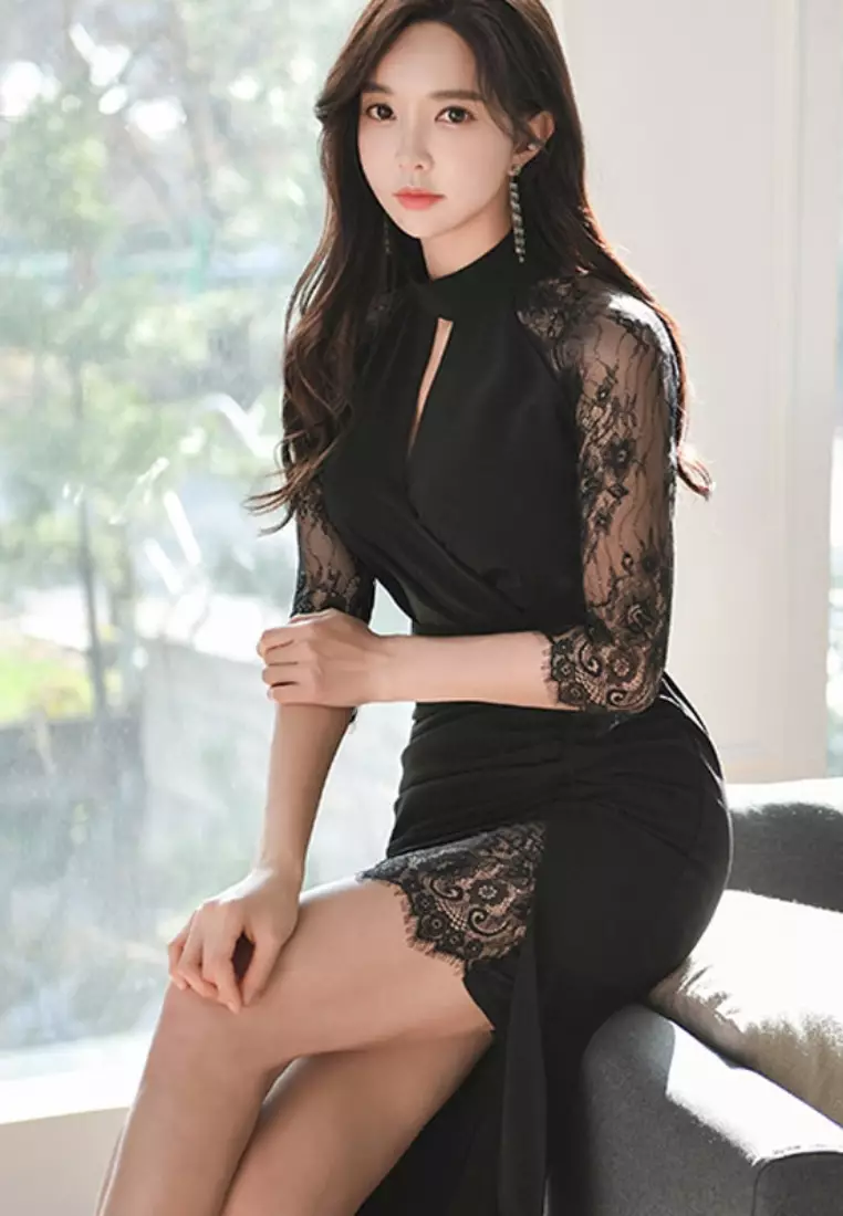 Buy Sunnydaysweety Black slit bodycon dress CA25121115BK 2025 Online ...