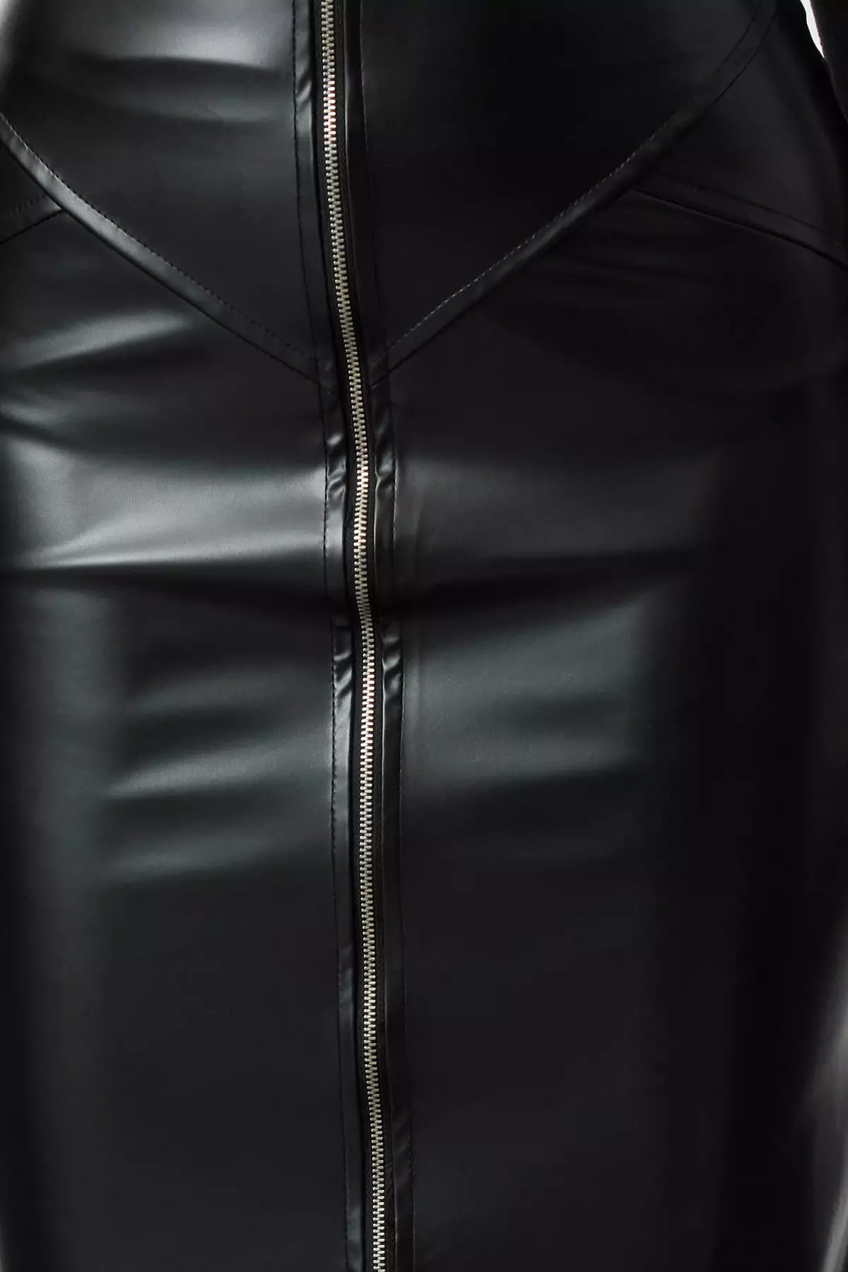 Black Zipper Detail Midi Faux Leather Skirt